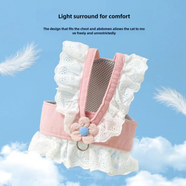 Cat traction rope JK small flower adjustable anti slip chest harness pet clothes - Image 3