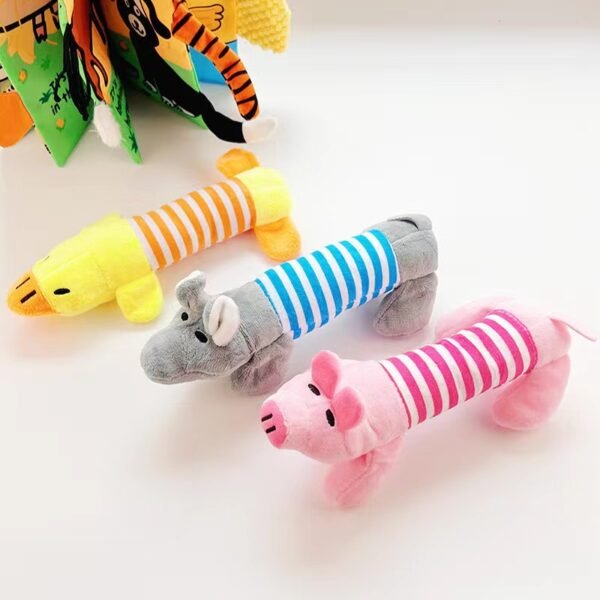 Pet dog, cat, plush cartoon embroidery, bite resistant and stress relieving duck, piglet, elephant, cute sound making toy supplies - Image 3