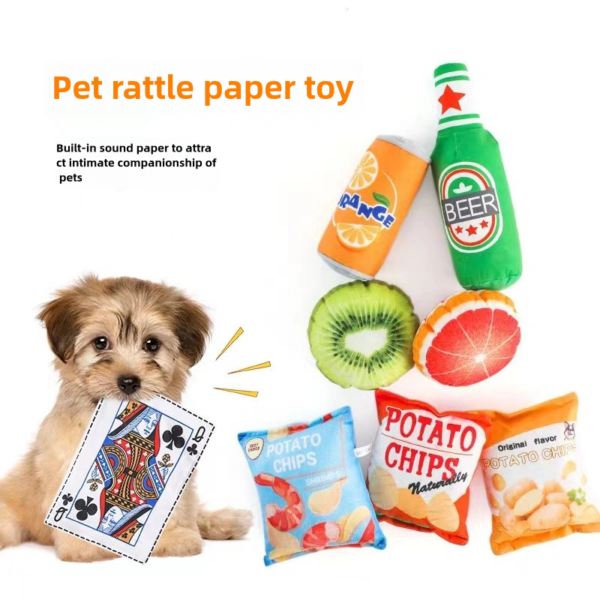 Pet paper toys, dog toys, pet voice plush toys, fruit chips, poker, bite resistant and grinding supplies