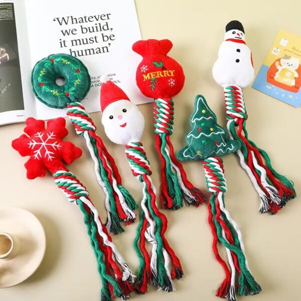 Christmas Cotton Rope Plush Toy Self Fun Cat Teasing Artifact Dog Bite Teeth Grinding Sound Making Toy - Image 3