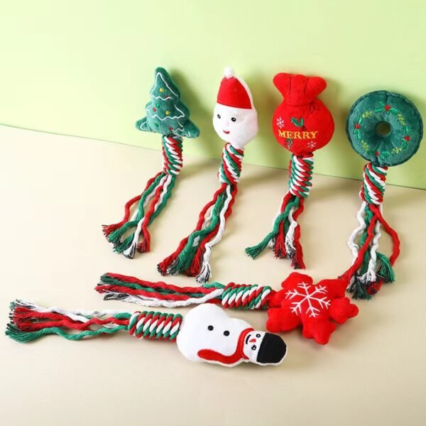 Christmas Cotton Rope Plush Toy Self Fun Cat Teasing Artifact Dog Bite Teeth Grinding Sound Making Toy - Image 5