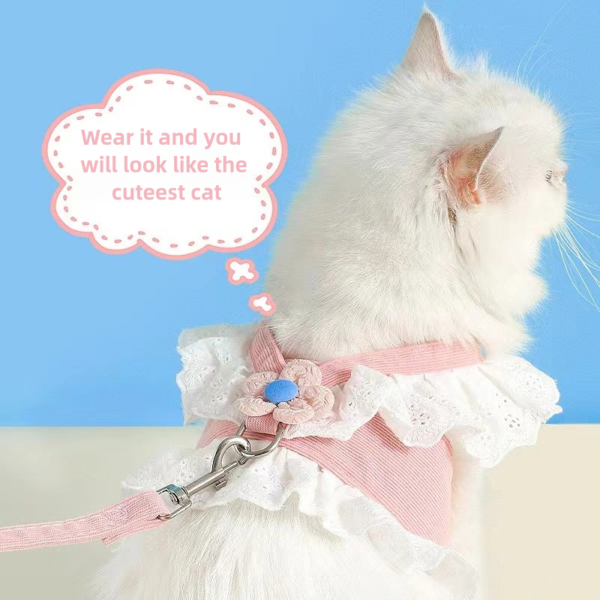 Cat traction rope JK small flower adjustable anti slip chest harness pet clothes