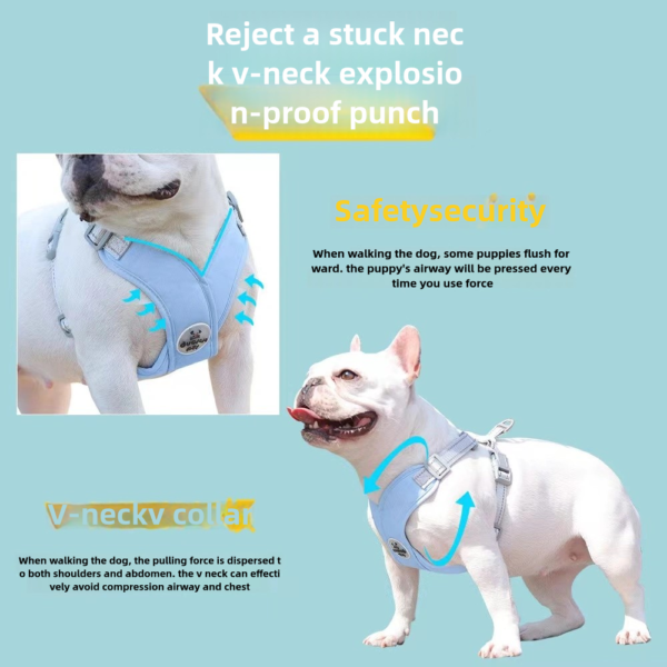 New breathable pet chest harness vest style reflective dog leash pet leash - Image 3