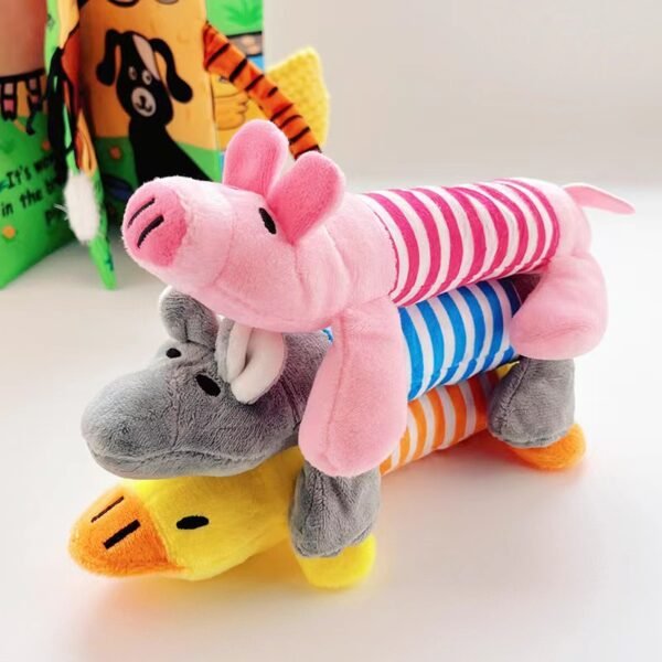 Pet dog, cat, plush cartoon embroidery, bite resistant and stress relieving duck, piglet, elephant, cute sound making toy supplies