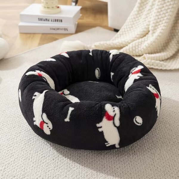 Long furry circular pet nest, winter dog mat, pet bed - Image 9