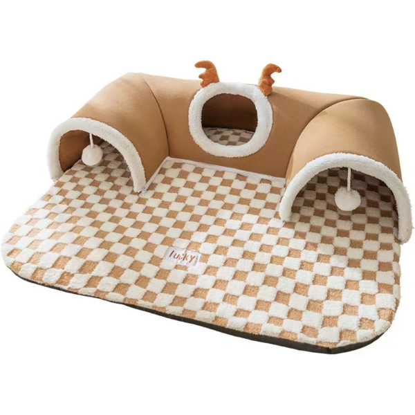 Autumn and winter elk shaped tunnel play sleep integrated pet nest - Image 5