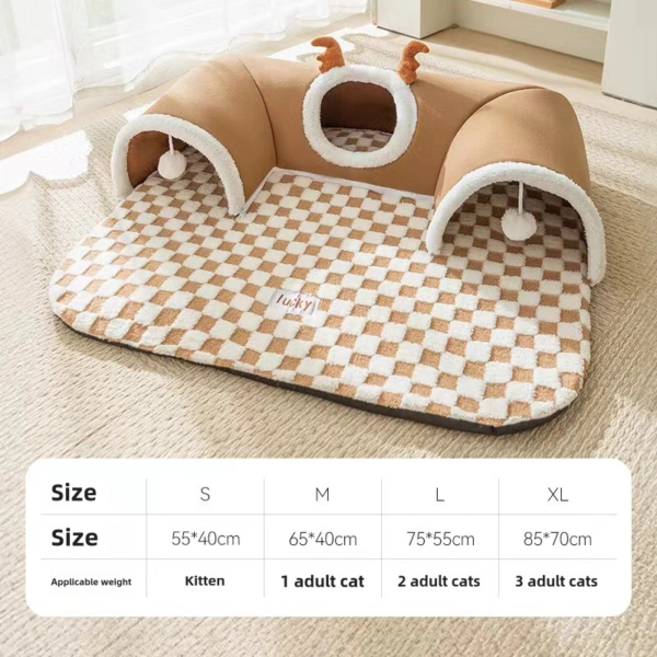 Autumn and winter elk shaped tunnel play sleep integrated pet nest - Image 9