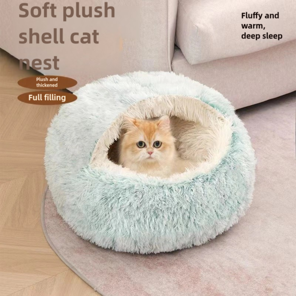 Semi enclosed Shell Four Seasons Universal Plush Pet Nest - Image 3