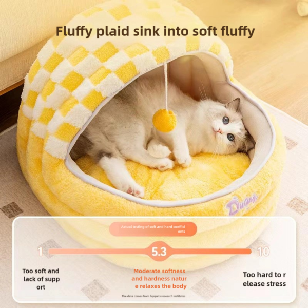 Autumn and Winter Dog and Cat Nests Thickened Warm Cradle Nests Semi Enclosed Pet Beds - Image 2