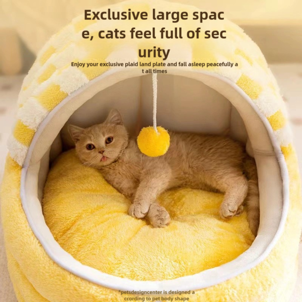 Autumn and Winter Dog and Cat Nests Thickened Warm Cradle Nests Semi Enclosed Pet Beds - Image 3