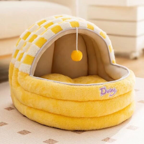 Autumn and Winter Dog and Cat Nests Thickened Warm Cradle Nests Semi Enclosed Pet Beds - Image 6