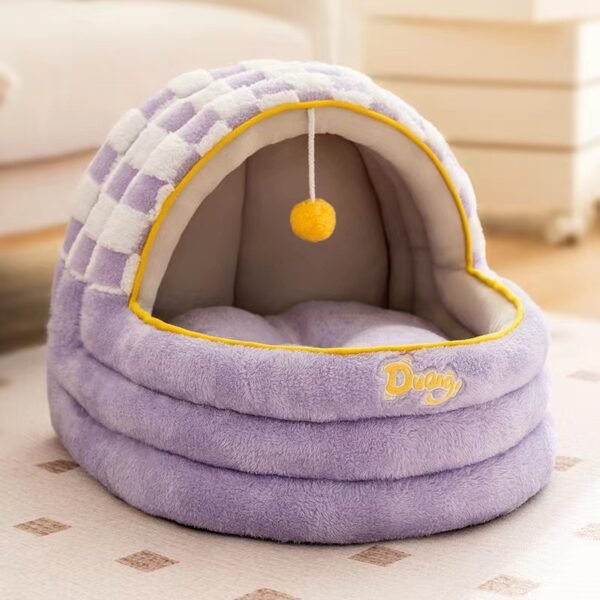 Autumn and Winter Dog and Cat Nests Thickened Warm Cradle Nests Semi Enclosed Pet Beds - Image 8