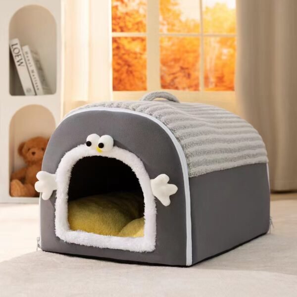 Autumn and Winter Dog and Cat Nests Thickened Warm Cradle Nests Semi Enclosed Pet Beds - Image 10