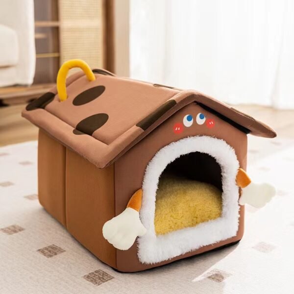 Autumn and Winter Dog and Cat Nests Thickened Warm Cradle Nests Semi Enclosed Pet Beds - Image 13