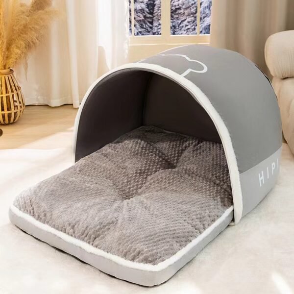 Autumn and Winter Dog and Cat Nests Thickened Warm Cradle Nests Semi Enclosed Pet Beds - Image 15