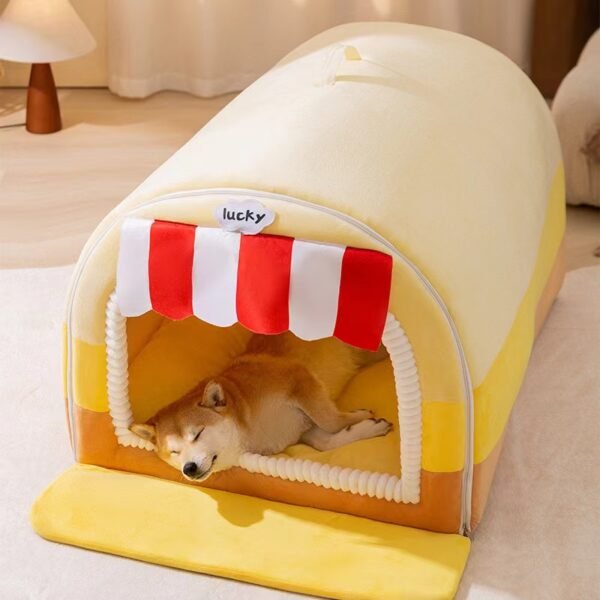 Autumn and Winter Dog and Cat Nests Thickened Warm Cradle Nests Semi Enclosed Pet Beds - Image 16