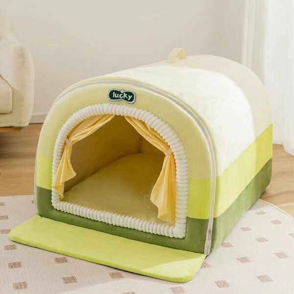 Autumn and Winter Dog and Cat Nests Thickened Warm Cradle Nests Semi Enclosed Pet Beds - Image 17