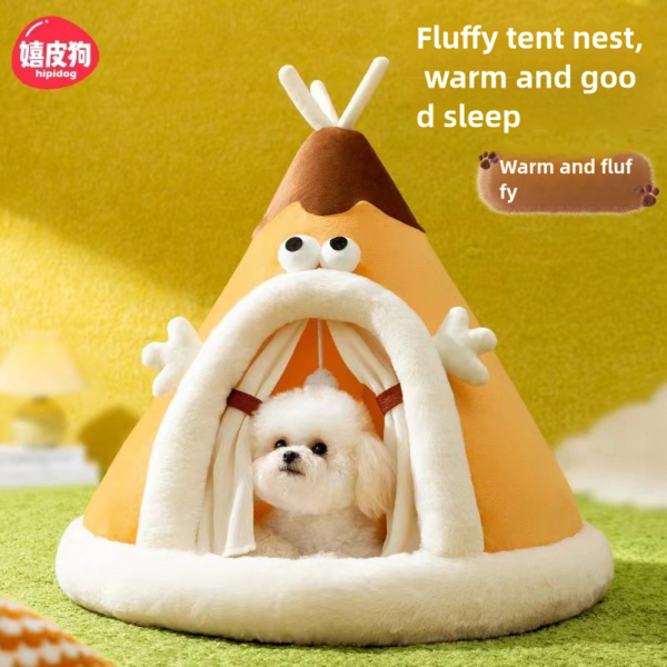 Autumn and winter warm and windproof triangular yurt tent pet nest