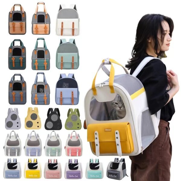 Portable breathable Oxford cloth scratch resistant pet backpack folding