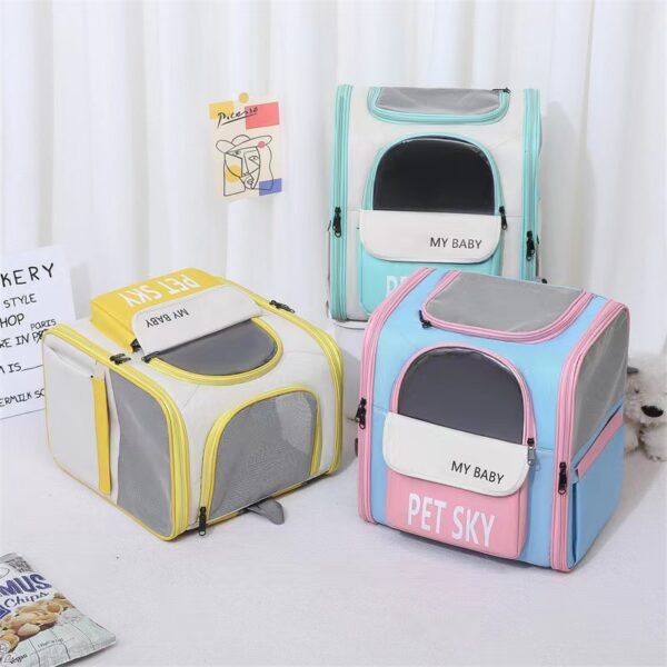 New Fashion Color Contrasting Pet Bag Large Capacity Breathable Cat Bag Convenient Breathable Foldable Pet Backpack