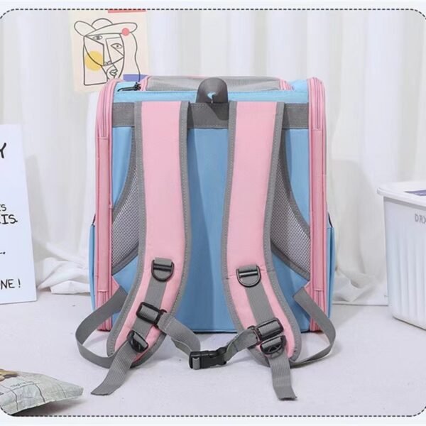 New Fashion Color Contrasting Pet Bag Large Capacity Breathable Cat Bag Convenient Breathable Foldable Pet Backpack - Image 3