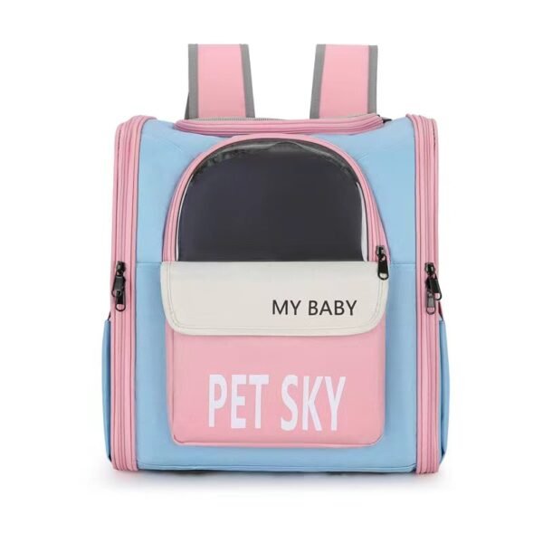 New Fashion Color Contrasting Pet Bag Large Capacity Breathable Cat Bag Convenient Breathable Foldable Pet Backpack - Image 4