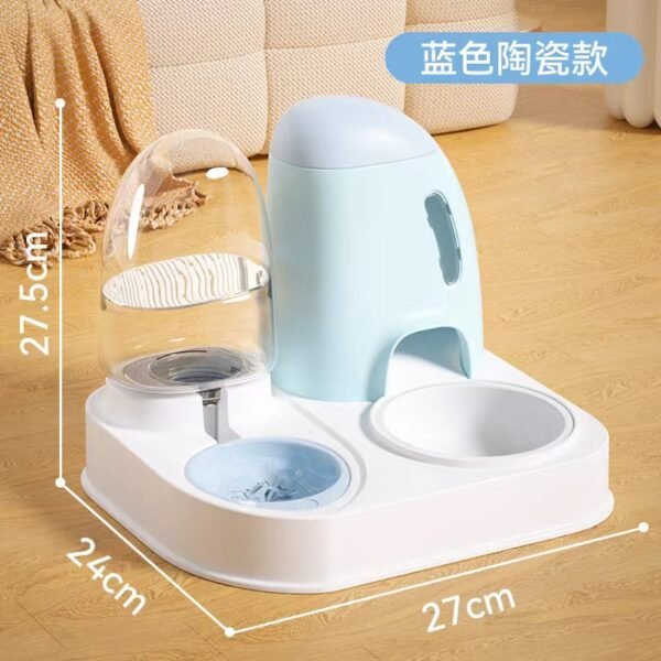 Automatic water dispenser, integrated dual bowl pet food utensil - Image 7