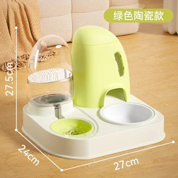 Automatic water dispenser, integrated dual bowl pet food utensil - Image 8